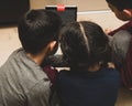 Leicester, Leicestershire, United Kingdom. 22 February 2019. School age kids learning and enjoying on Osmo, a platform using iPads