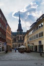 Osnabruck, Germany, July 5, 2021. Deserted the Market square in the historical center of Osnabruck during a lockdown in