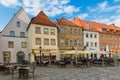 Osnabruck, Germany, July 5, 2021. Deserted the Market square in the historical center of Osnabruck during a lockdown in