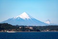 Osorno and Puntiagudo volcanoes from Puerto Montt Royalty Free Stock Photo