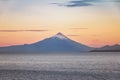 Osorno Volcano and Llanquihue Lake at sunset - Puerto Varas, Chile Royalty Free Stock Photo