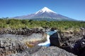 Osorno Volcano view from Petrohue Waterfalls viewpoint Royalty Free Stock Photo