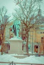 OsOSLO, NORWAY - MARCH, 26, 2018: Outdoor view of monument to Henrik Wergeland, famous Norwegian writer, poet