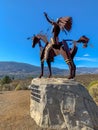 Osoyoos, British Columbia, Canada - October 8, 2021: The Chief Sculpture at the NkÃ¢â¬ÂMip Desert Cultural