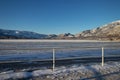 Osoyoos Lake in winter time on a sunny cold day in British Columbia, Canada Royalty Free Stock Photo