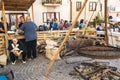 Vendors prepare chestnuts at the festival, autumn in Ospedaletto d'Alpinolo near Avellino, Italy