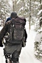 Osprey daypack in winter storm Royalty Free Stock Photo