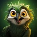 Playful Green Parrot: Animated Smile In Zbrush Style