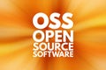 OSS - Open source software acronym, technology concept background