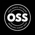 OSS - Open source software is software that is distributed with its source code, making it available for use, modification, and Royalty Free Stock Photo