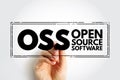 OSS - Open source software is software that is distributed with its source code, making it available for use, modification, and Royalty Free Stock Photo