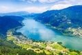 Ossiacher See in KÃÂ¤rnten. Scenic summertime panorama of Lake Ossiach