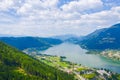Ossiacher See in KÃÂ¤rnten. Scenic summertime panorama of Lake Ossiach