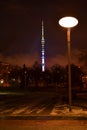 OSTANKINO TOWER AND LAMP POST Royalty Free Stock Photo