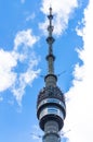 Ostankino TV tower at clear sunny clouds day.