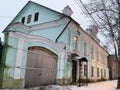 Ostashkov, Russia, January, 06.2020. Old house number 3 on Rabochaya street in Ostashkov, archive Department. Russia, Tver region