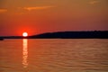 Beautiful red sunset on Lake Seliger Royalty Free Stock Photo