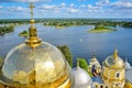 Golden domes of the Nilo-Stolobensky Monastery on Lake Seliger