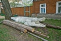 OSTASHKOV, TVER REGION, RUSSIA - MAY 9, 2014: view of old historic houses in the center Royalty Free Stock Photo