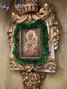 Ostashkov, Tver region, Russia, January, 06, 2020. Virgin female Zhitenev Bogoroditsky Zhitenny monastery. Copy of the miracle-