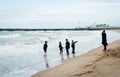 OSTEND, BELGIUM - AUGUST 7 2012: Group of jewish child on city b