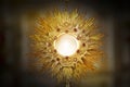 Ostensorial adoration in the catholic church Royalty Free Stock Photo