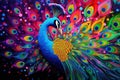 Ostentatious Peacock bird. Generate Ai