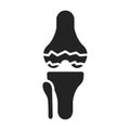 Osteoarthritis black glyph icon. Knee bones injury. Isolated vector element