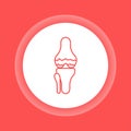 Osteoarthritis color button icon. Knee bones injury.