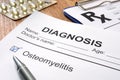 Osteomyelitis diagnosis. Medical papers in the clinic Royalty Free Stock Photo