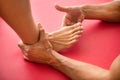 Osteopath assessing a hallux valgus