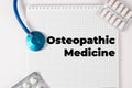 Osteopathic Medicine title text medical science development Royalty Free Stock Photo