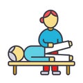 Osteopathy, manual therapy, massage flat line illustration, concept vector icon