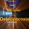 Osteoperosis word cloud glowing Royalty Free Stock Photo