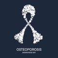 Osteoporosis bone disease awareness ribbon medical concept
