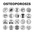 osteoporosis bone pain calcium icons set vector