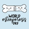 Osteoporosis orthopaedic social media banner for World Osteoporosis Day. Happy healthy bone with face vs sad and sick