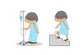 Osteoporosis patients of the elderly. Knee pain while walking up - down. Patients can help themselves and with saline solution.