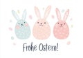 This Osterkarte has three Easterhasen on the back Royalty Free Stock Photo
