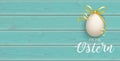 Ostern Easter Egg Bow Wooden Turquoise Planks Header