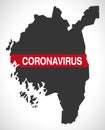 Ostfold NORWAY county map with Coronavirus warning illustration Royalty Free Stock Photo