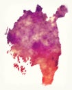 Ostfold region watercolor map of Norway in front of a white background Royalty Free Stock Photo