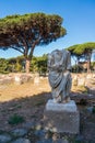 View of headless roman statue at the archaeological park in Ancient Ostia Royalty Free Stock Photo