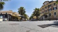 Immersive panoramic street view of Anco Marzio square,with a beautiful liberty style palaces and commercial business, it`s the