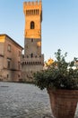 Ostra, Le Marche/Italy - january 04 2018: bell tower of town called Ostra