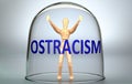 Ostracism can separate a person from the world and lock in an invisible isolation that limits and restrains - pictured as a human Royalty Free Stock Photo