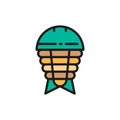 Ostracoderm, prehistoric fish, paleozoic era flat color line icon.