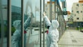 OSTRAVA, CZECH REPUBLIC, APRIL 16, 2021: Extinction Rebellion people protest spray chalk spraying paint color branch