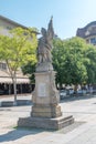 Statue of Saint Florian, a baroque work patron of firemen and chimney sweeps at Masaryk square Royalty Free Stock Photo