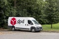 White LCV Citroen Jumper van of DPD delivery company parked on the parking lot